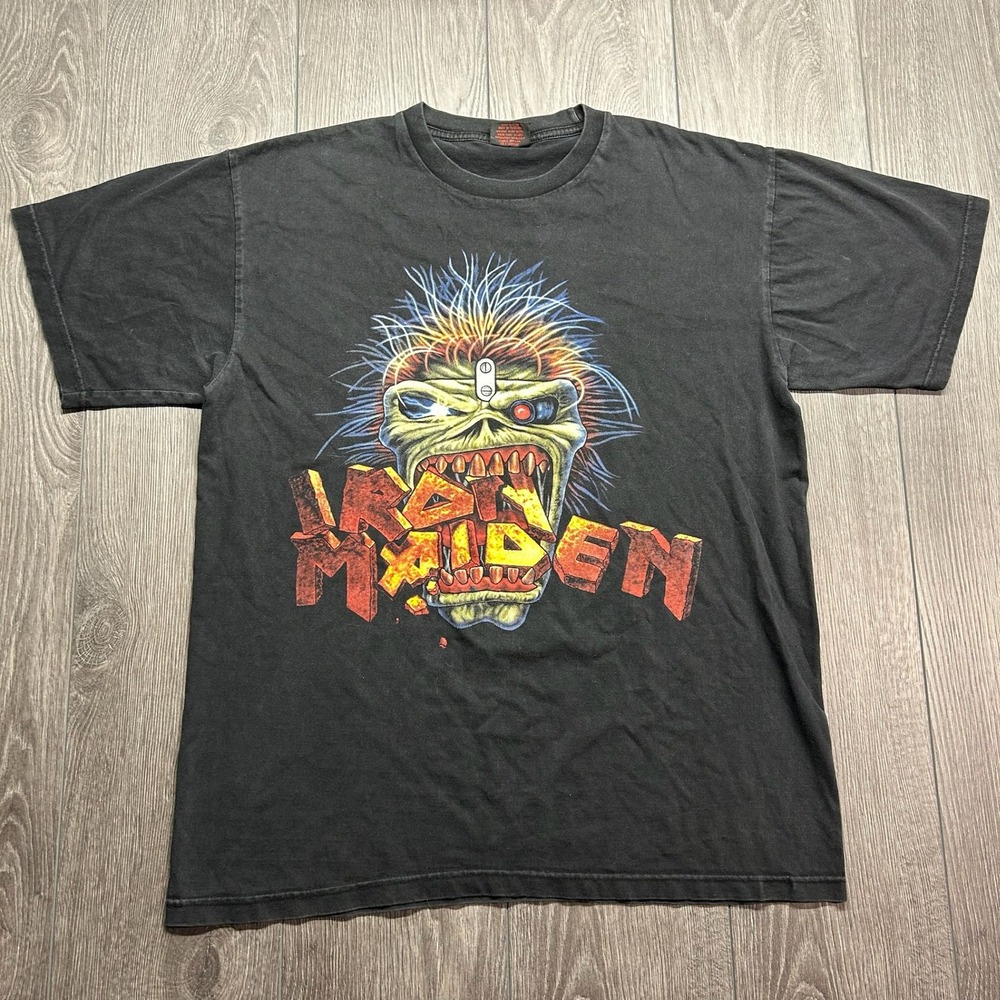 Vintage Iron Maiden Eddie Graphic T-Shirt Black XL Thunder Tag Heavy Metal Band